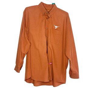 Antigua Texas Longhorns Gingham Button Down Shirt Sz XL